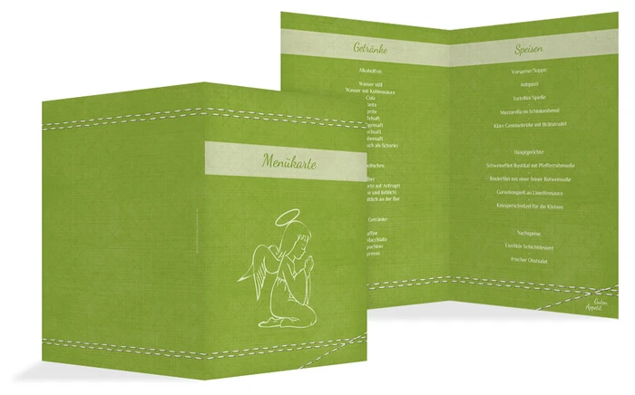 Menükarte zur Taufe Engel Menükarte zur Taufe Engel