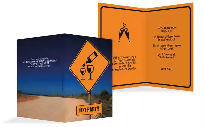 Geburtstagseinladungskarte Wegweiser