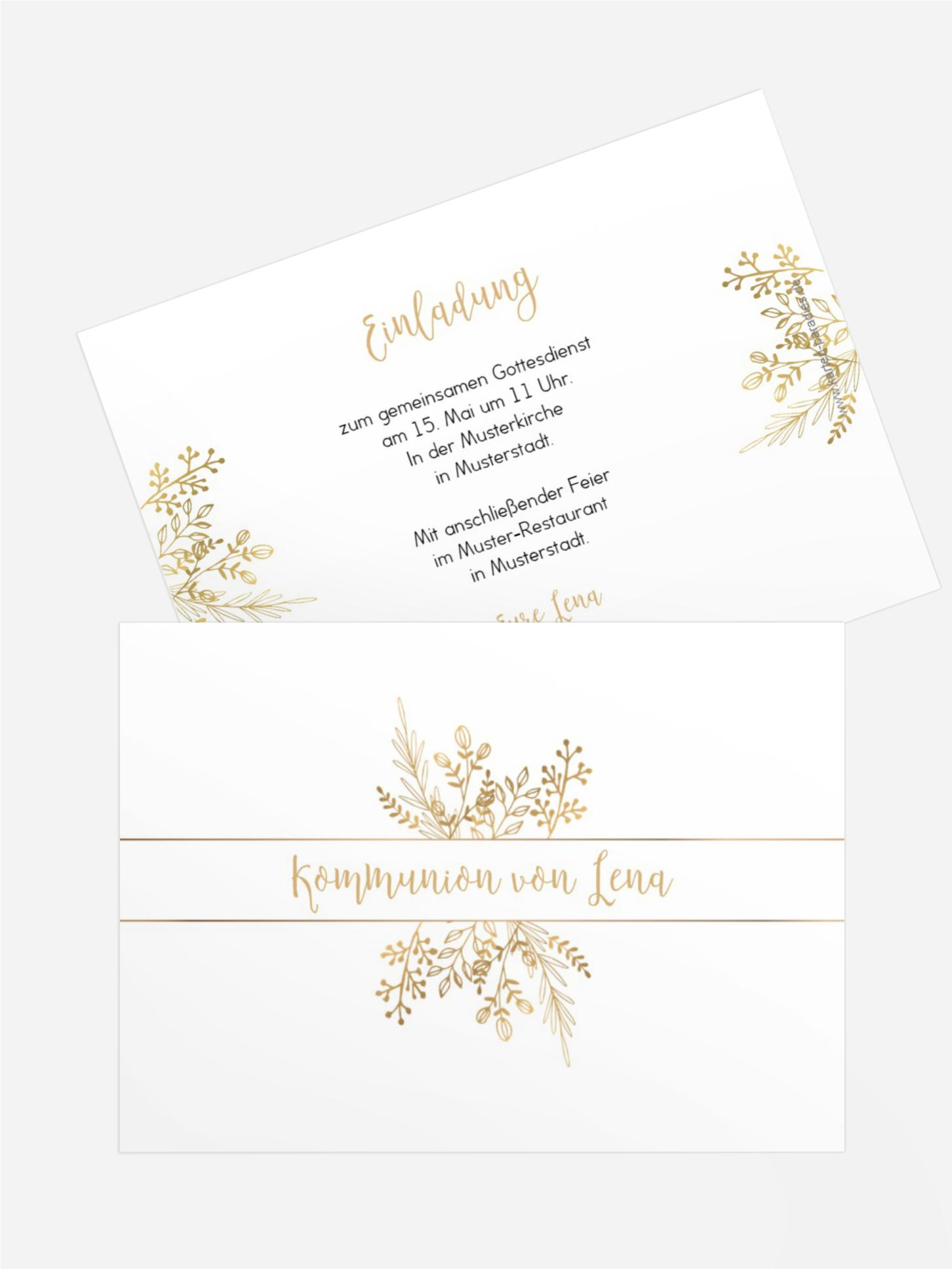 Einladungskarte Kommunion Goldblüte