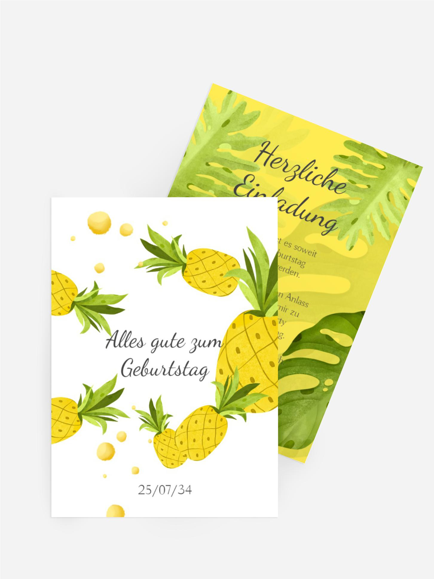 Jugendliche Geburtstagseinladung Fliegende Ananas