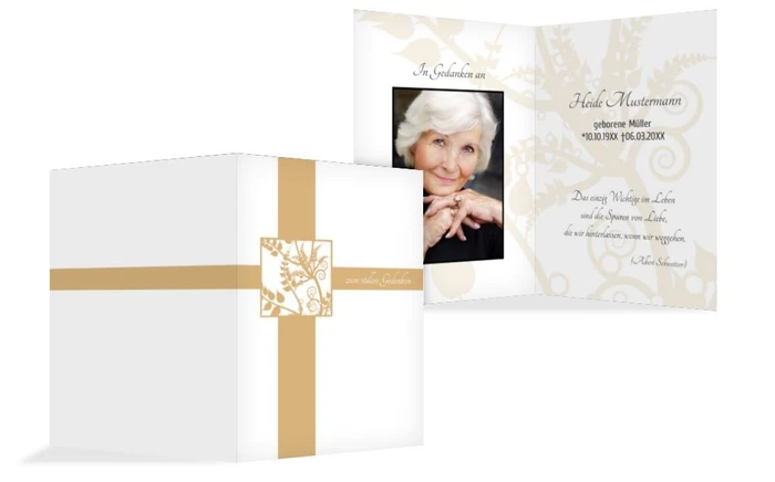 Sterbebildkarte Florales Quadrat