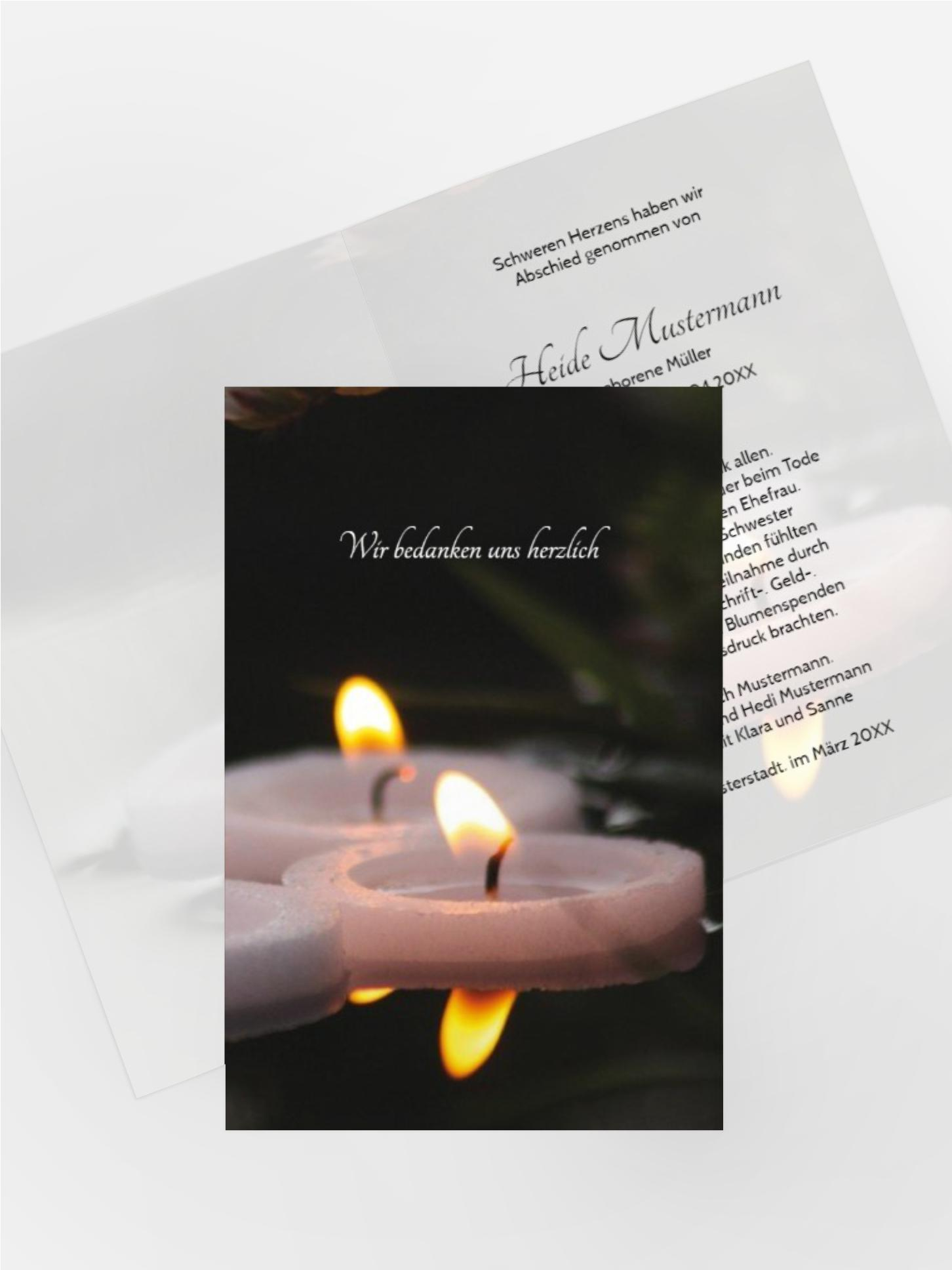 Dankeskarte Schwimmkerze hoch