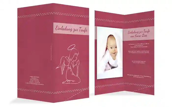 Einladungskarte zur Taufe Engel