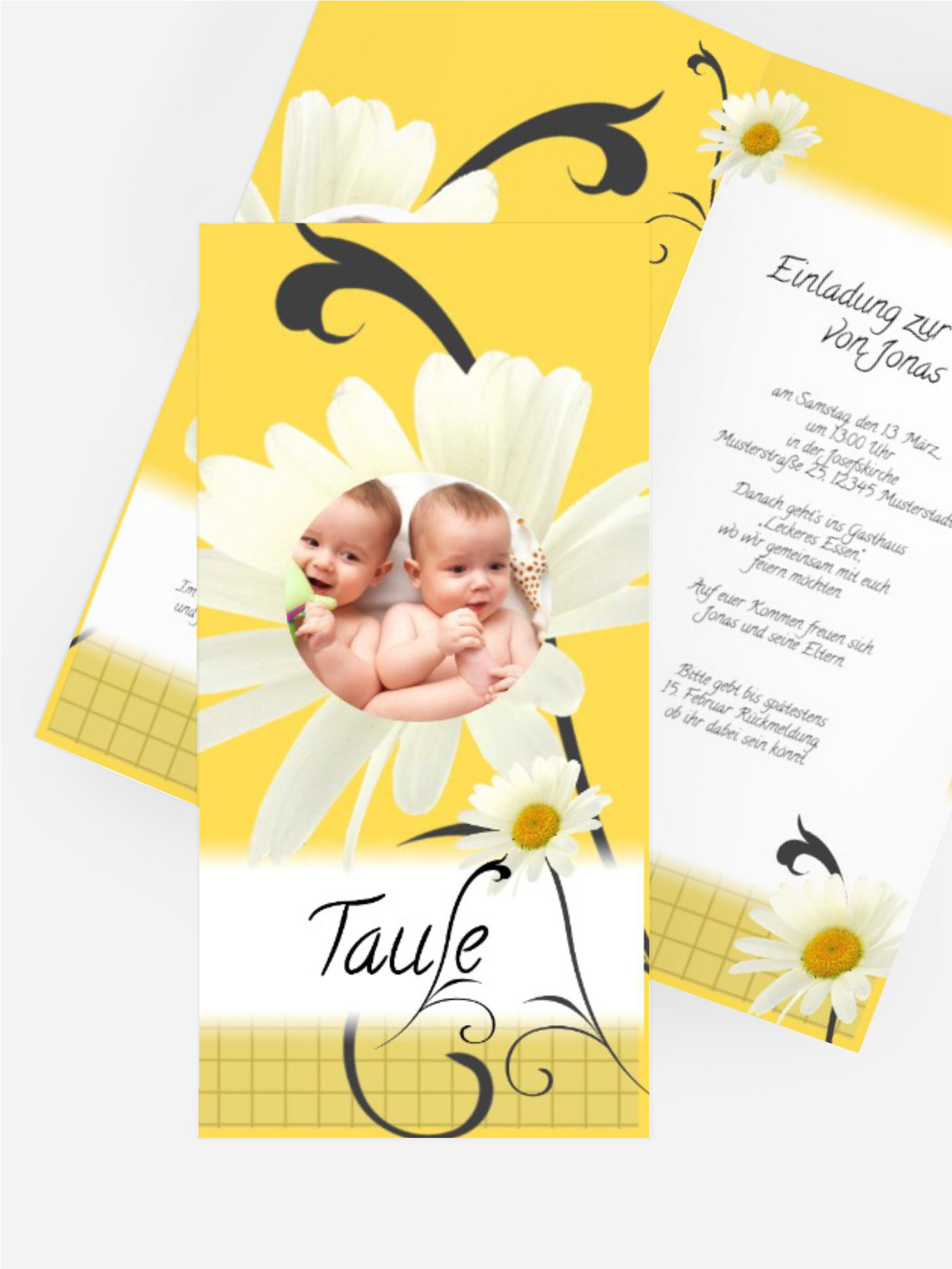 Einladungskarte Taufe Margeriten