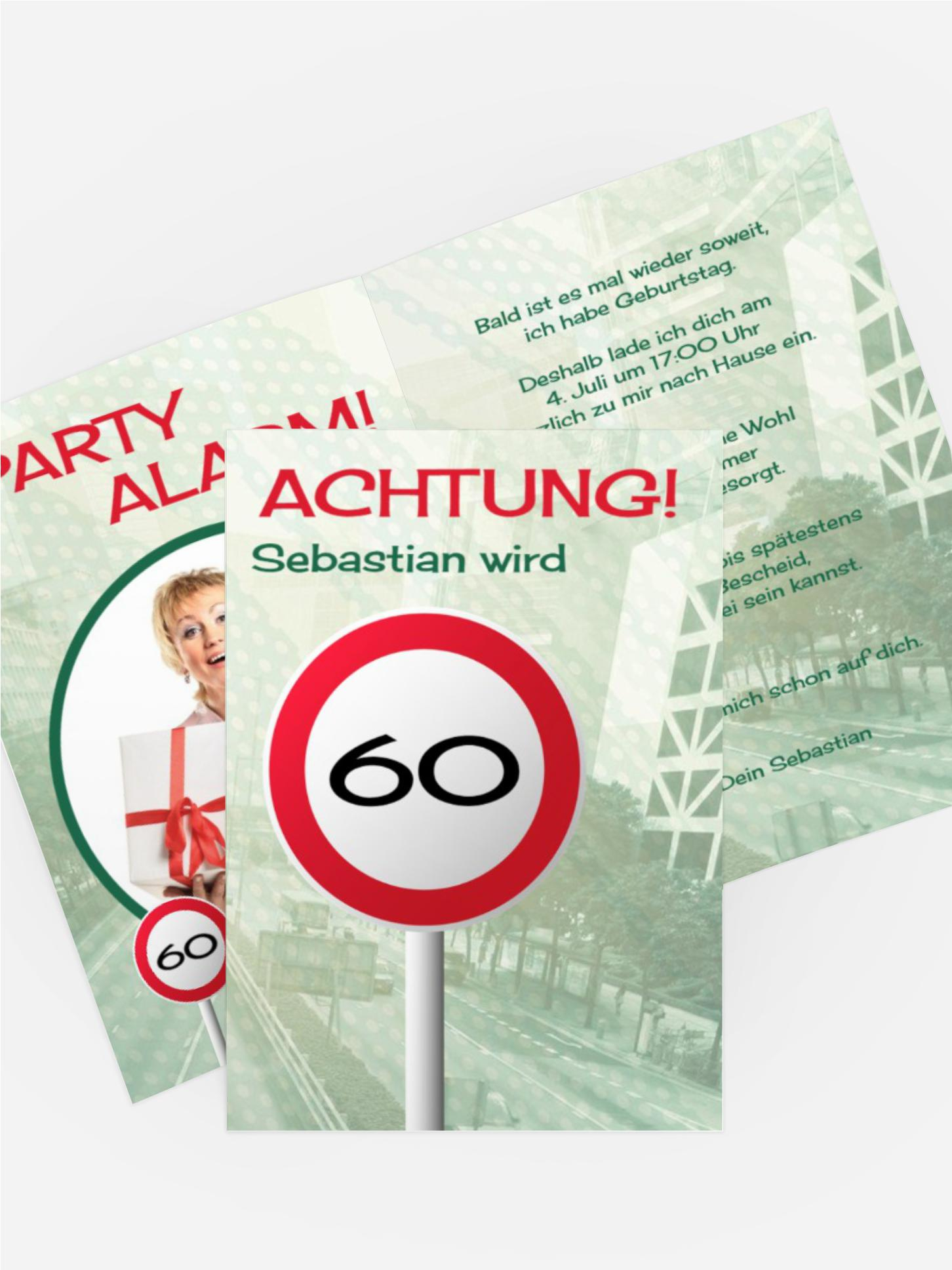 Geburtstagseinladungskarte Begrenzungsschild 60 Foto