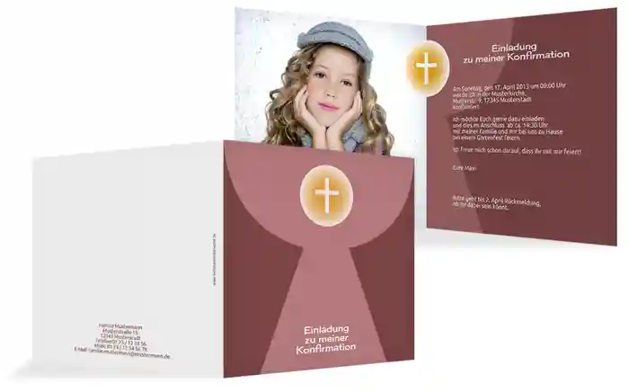 Konfirmation Einladung Kelch mit Hostie