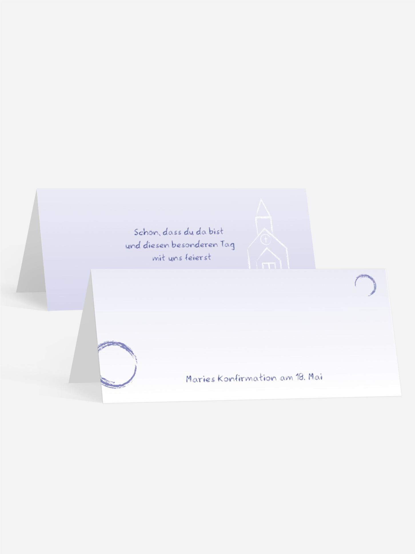 Tischkarte Konfirmation Kirche