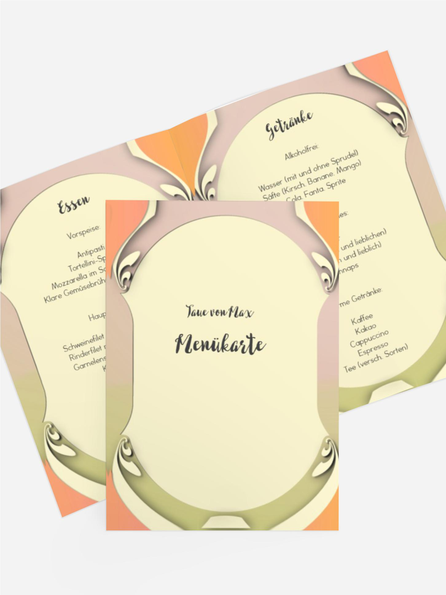 Menükarte Taufe Long Frame