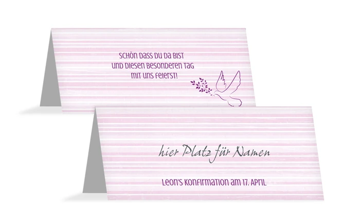 Tischkarte Konfirmation Taube 2