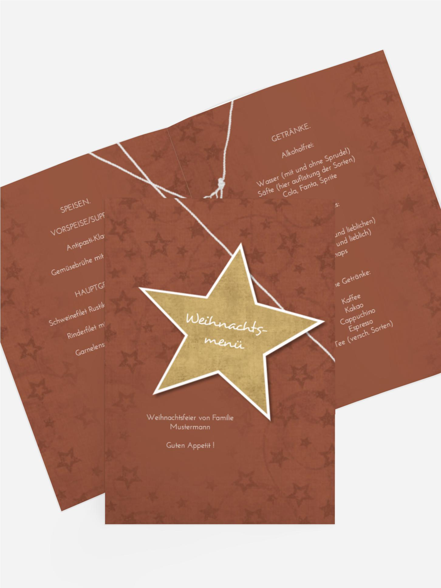 Weihnachts Menükarte Sternenschnur