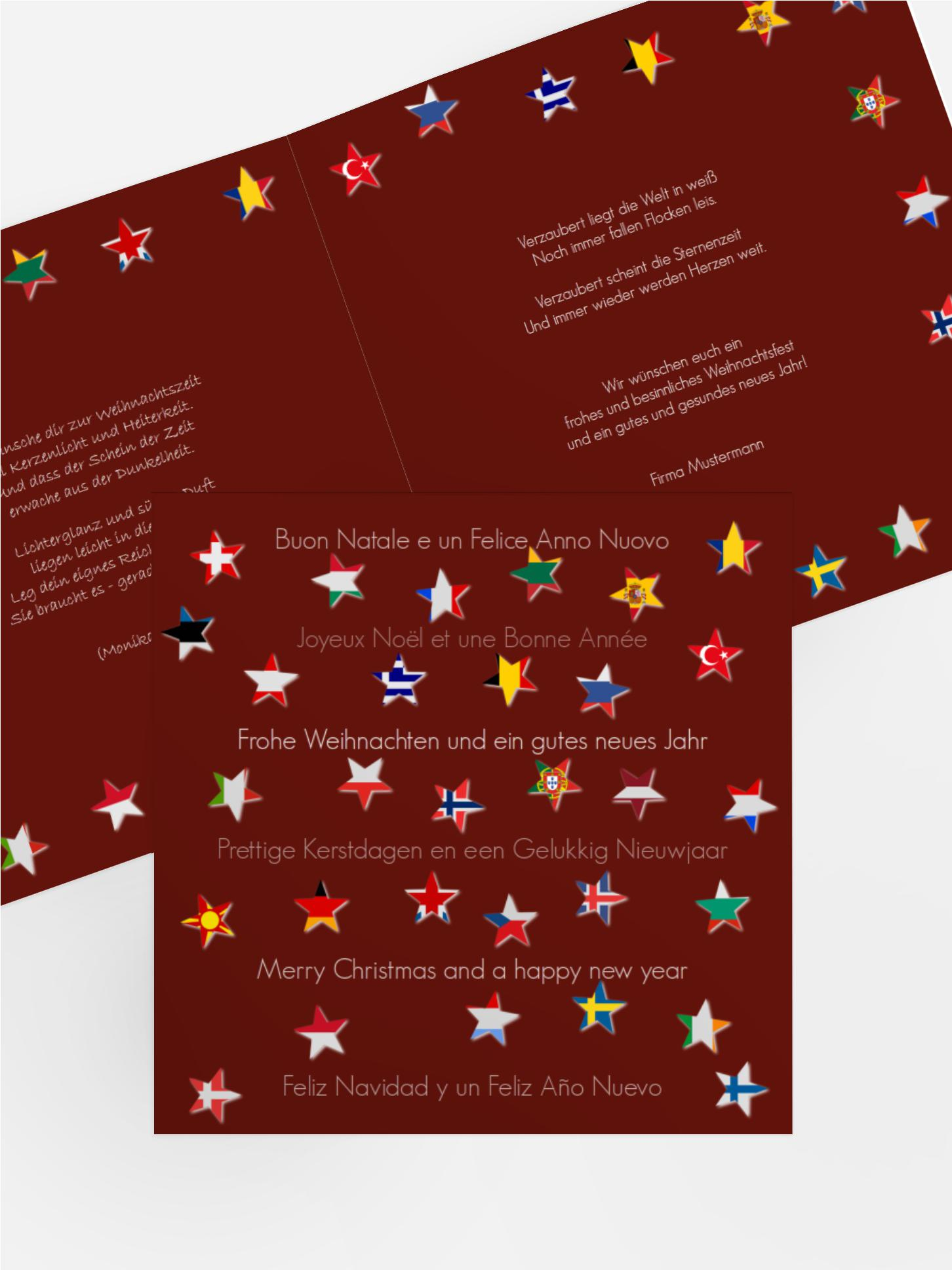 Weihnachtskarte Privat Flaggensterne