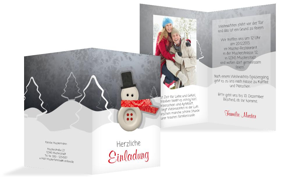 Foto Weihnachtseinladung Knopfmännchen