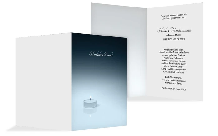 Dankeskarte Teelicht hoch