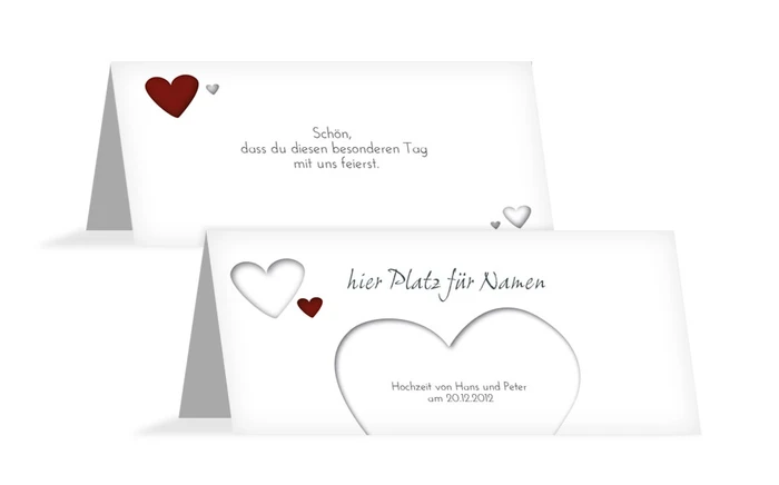 Tischkarte Herzform