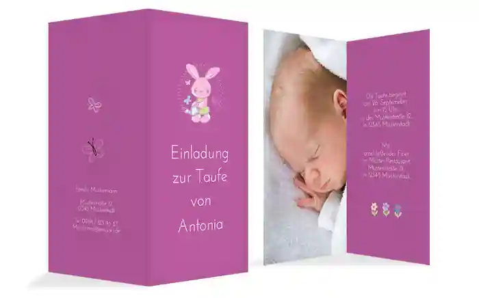 Dankeskarte Taufe Hase