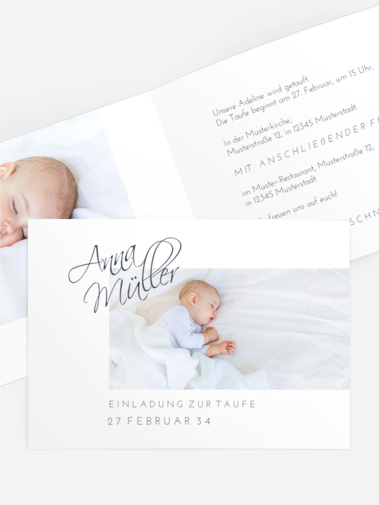 Einladungskarte Taufe Foto Akzent Einladungskarte Taufe Foto Akzent