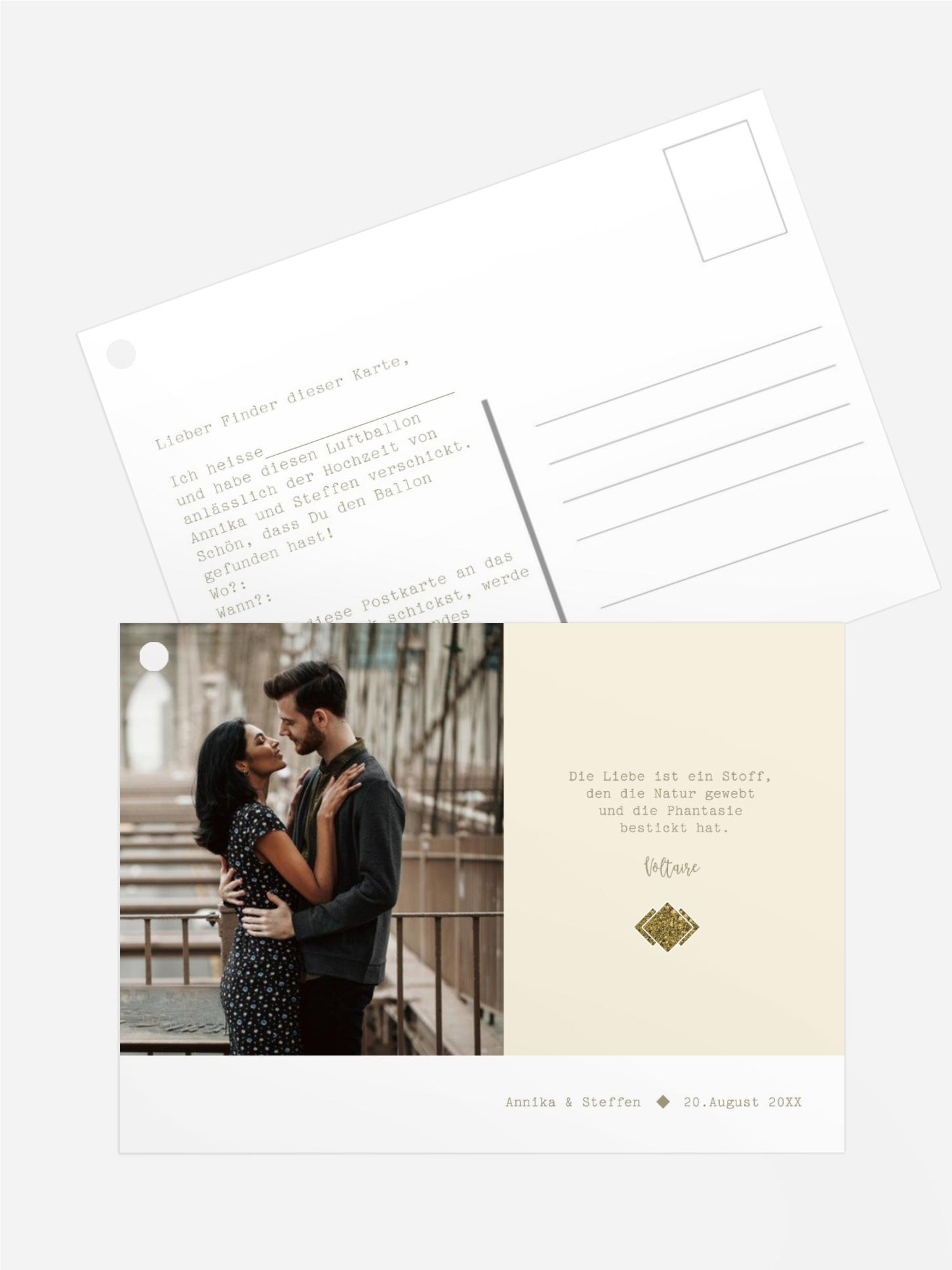 Ballonflugkarte Glitzerschrift