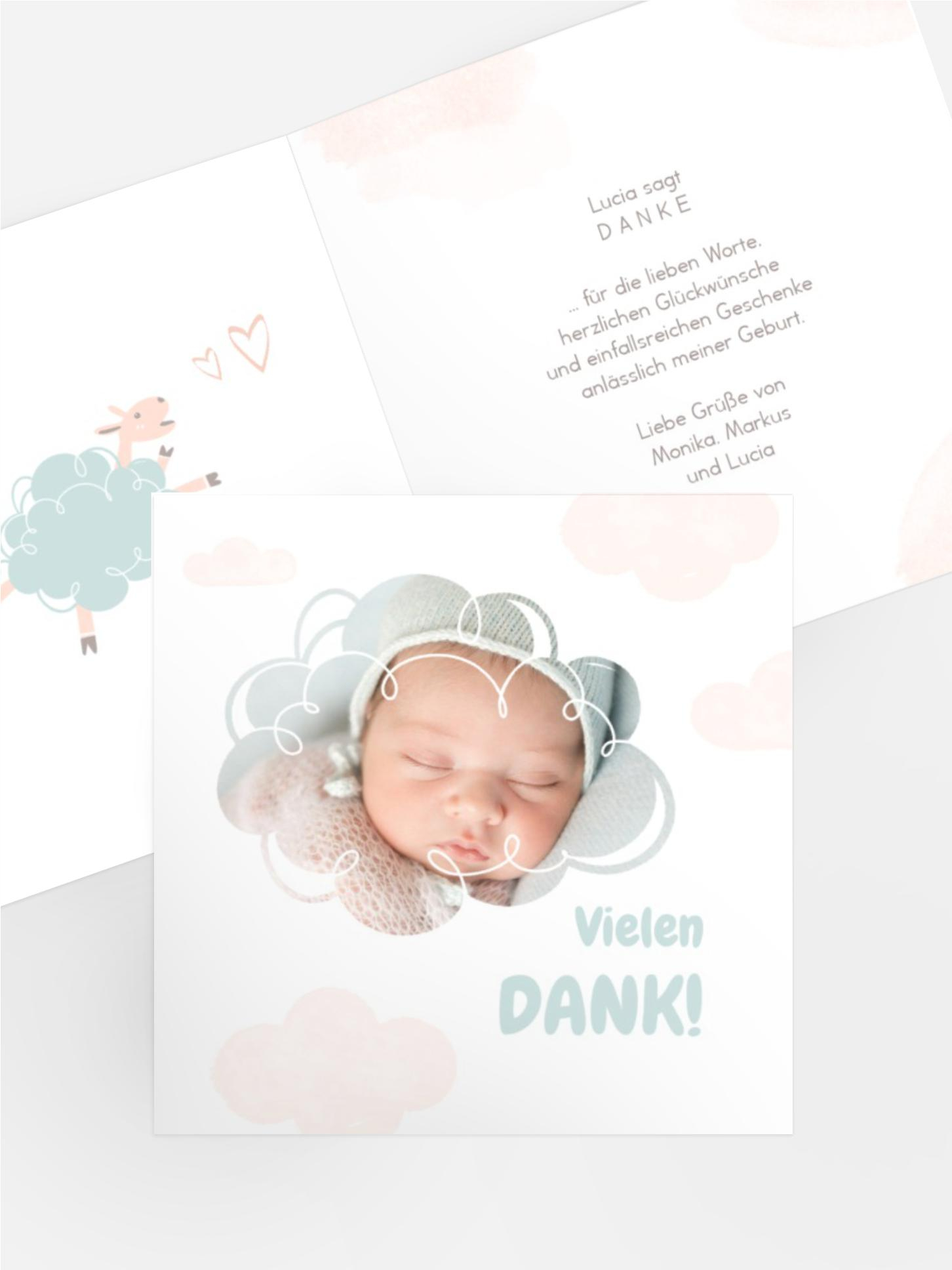 Baby Dankeskarte Kleines Lamm