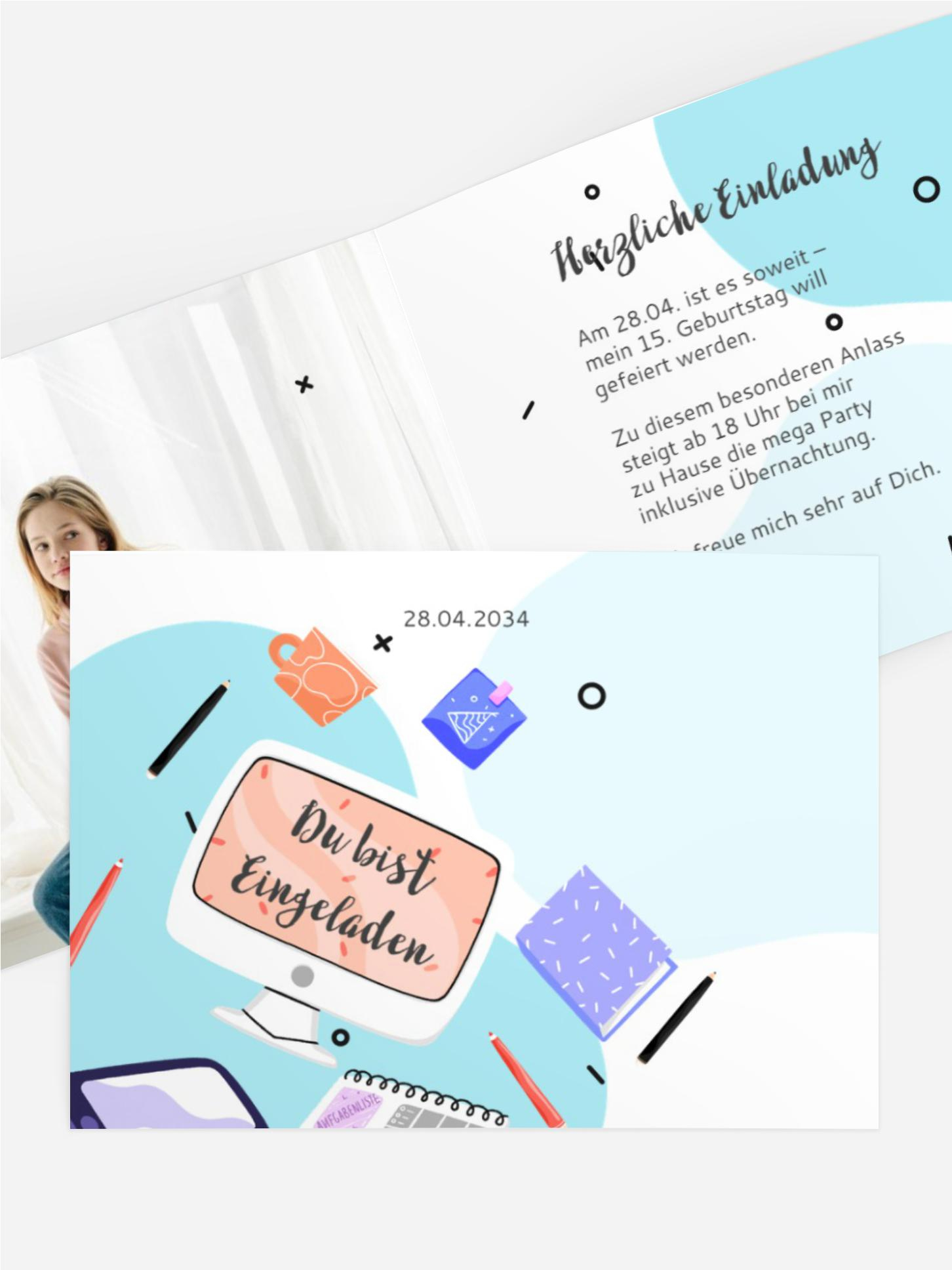 Jugendliche Geburtstagseinladung Bürochaos