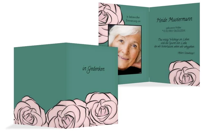 Sterbebildkarte Rosen