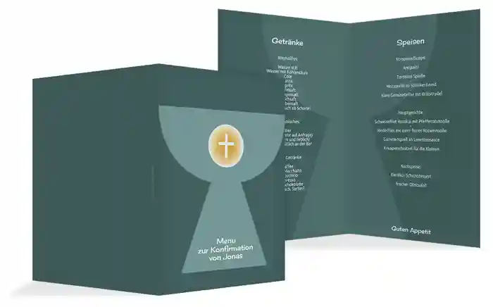 Konfirmation Menükarte Kelch mit Hostie