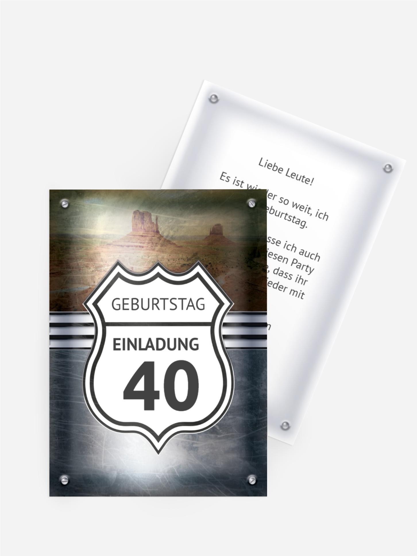 Geburtstagseinladung Route 40 Geburtstagseinladung Route 40