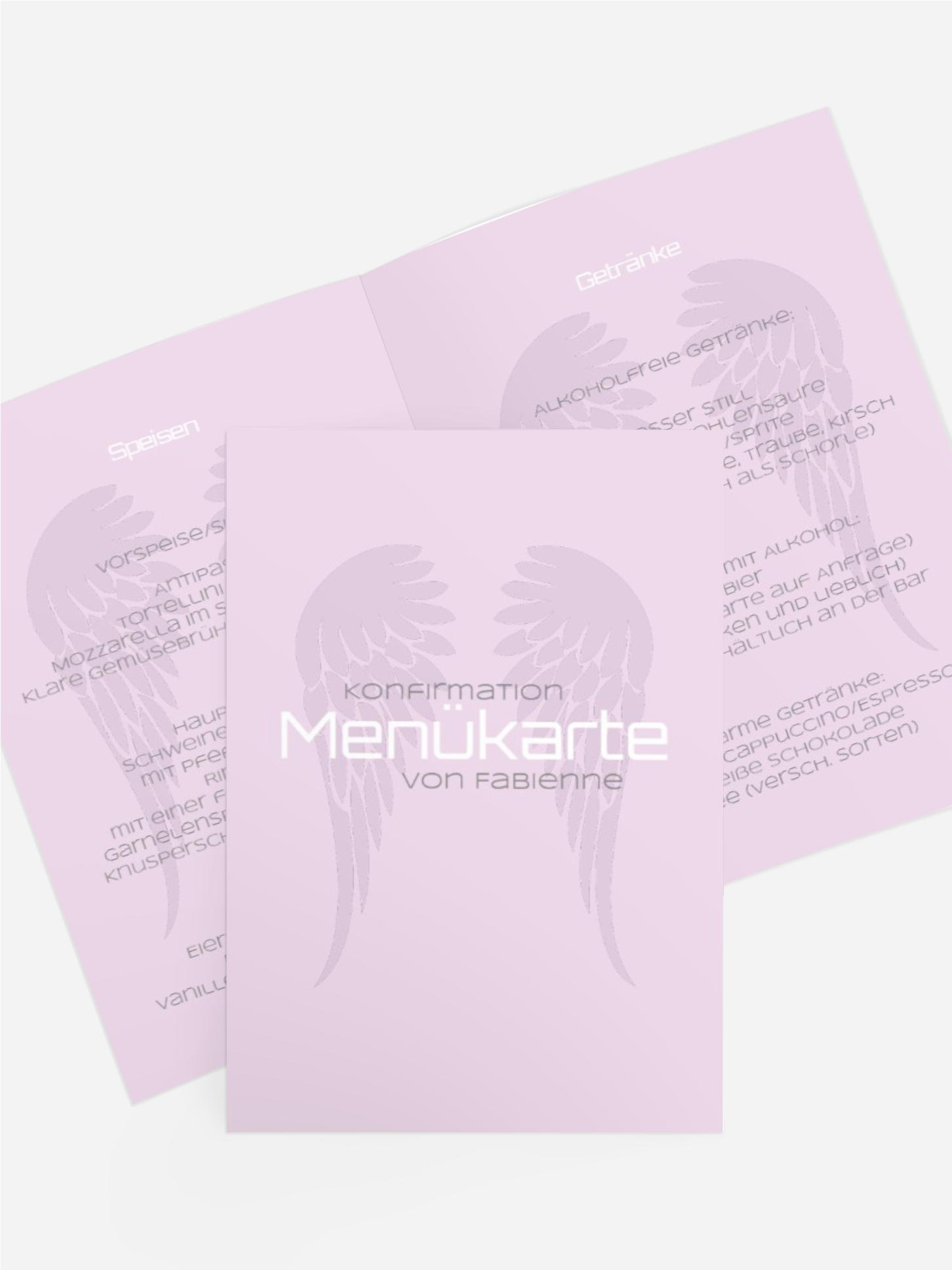 Menükarte Konfirmation Schutzengel Menükarte Konfirmation Schutzengel