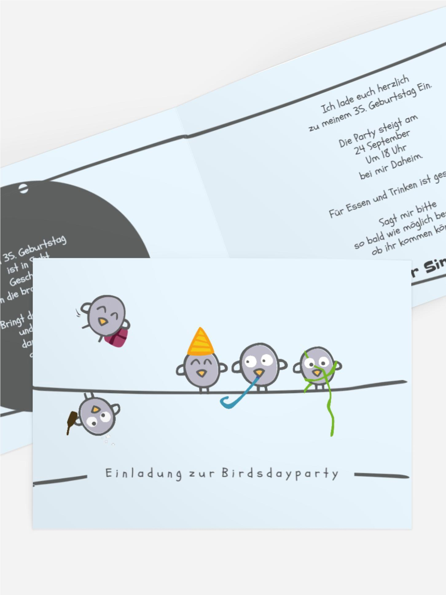 Geburtstagseinladung Vogelparty