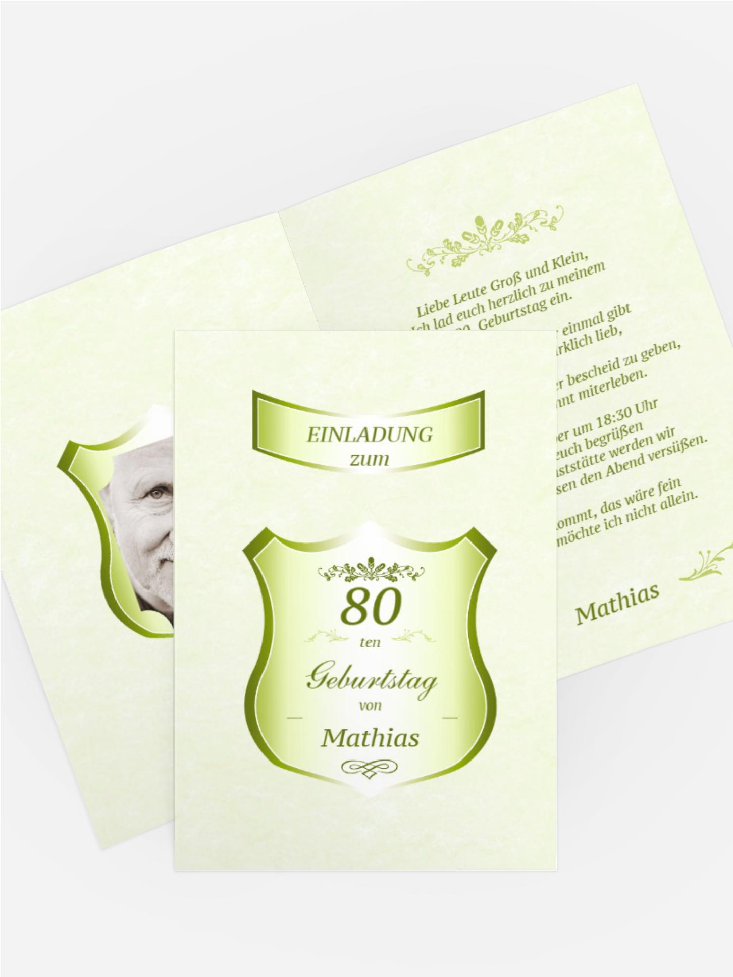 Geburtstagseinladung 80 label Foto