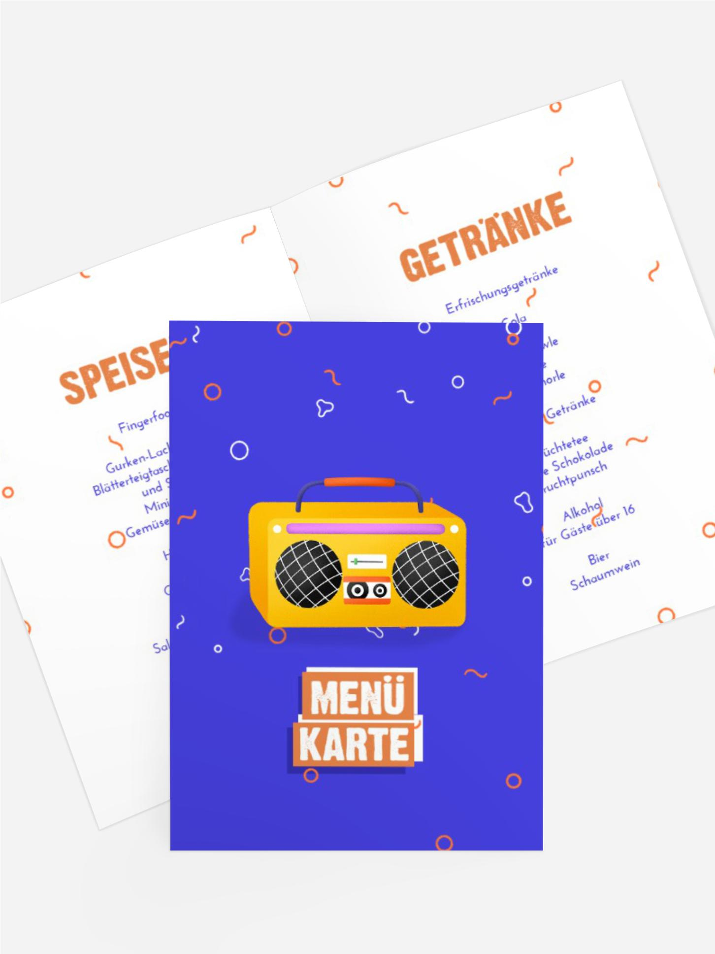 Menükarte Jugendliche Geburtstag Musik spielen