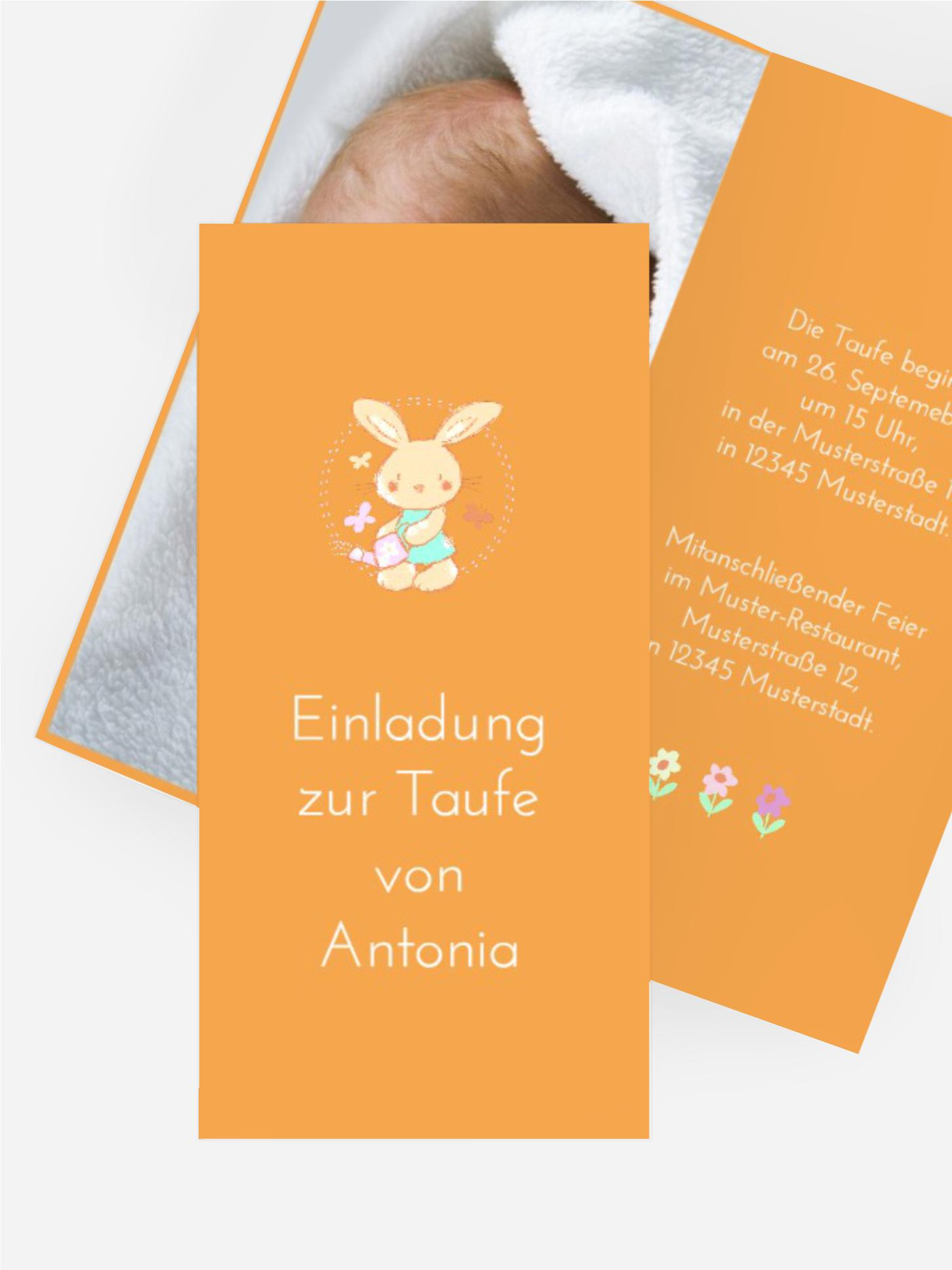 Einladungskarte Taufe Hase