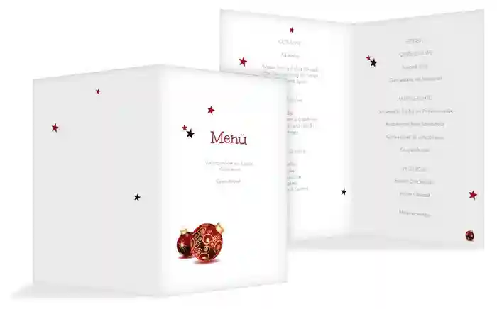 Weihnachts Menükarte Weihnachtskugeln