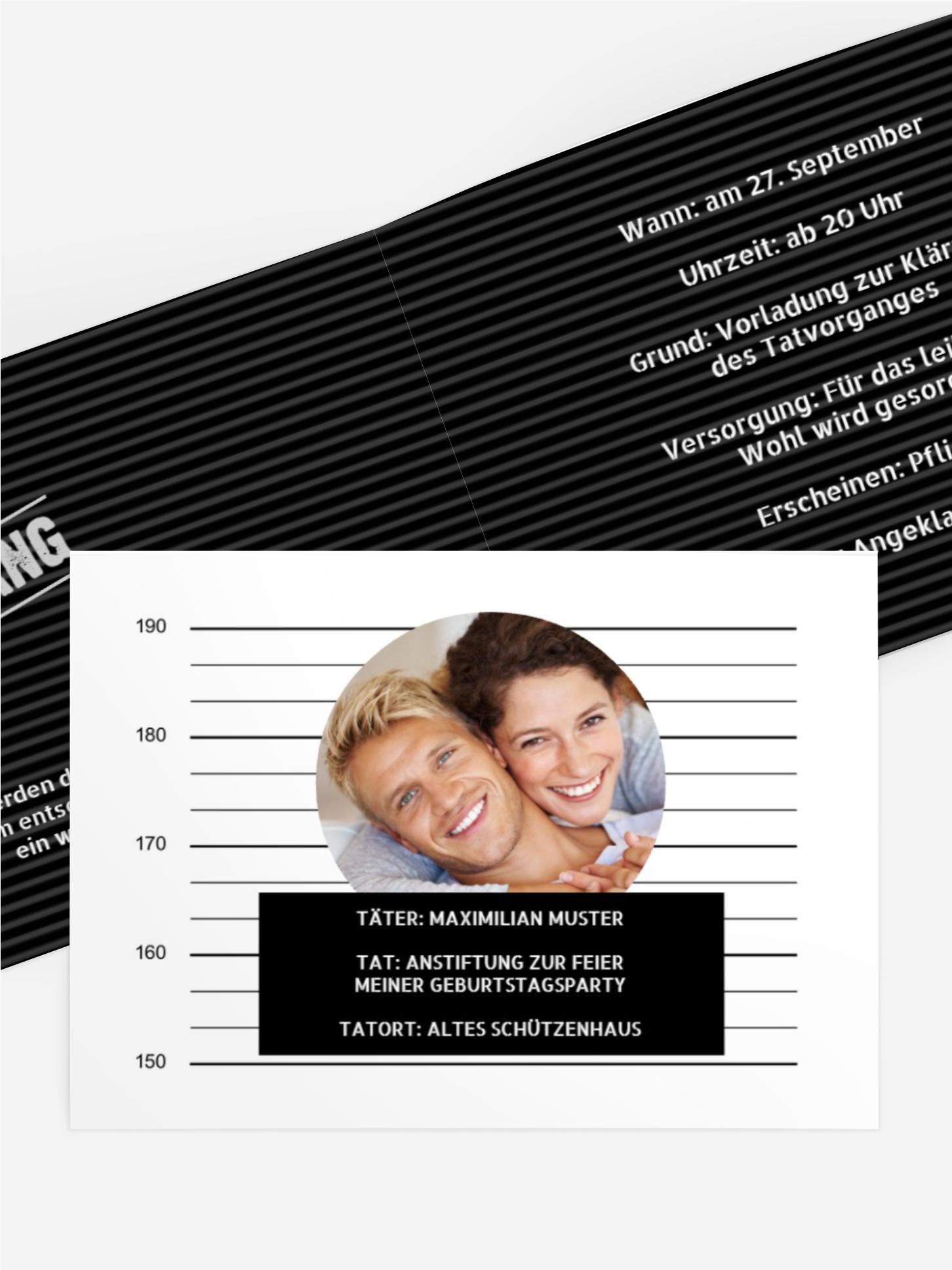 Geburtstagseinladung Angeklagt