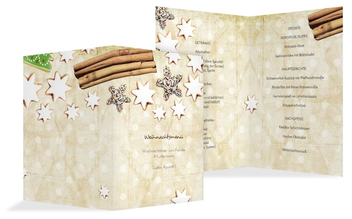 Weihnachts Menükarte Plätzchentisch