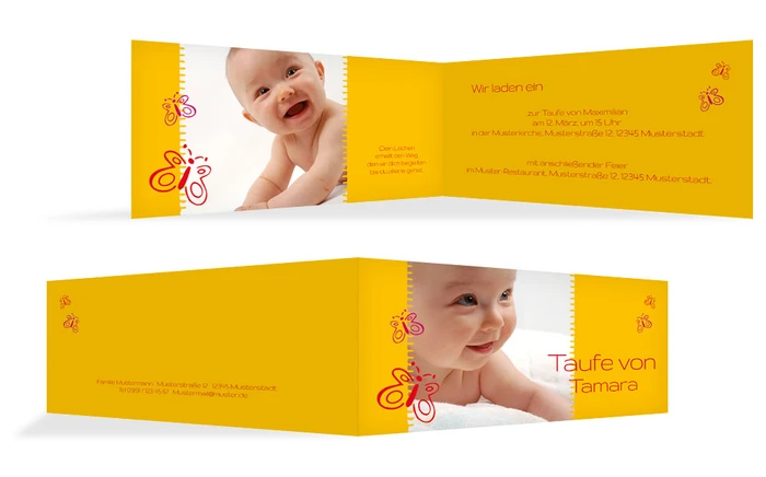 Taufkarte Einladung Butterfly