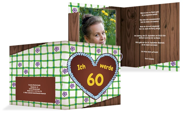 Geburtstagseinladungskarte Lebkuchenherz 60 Foto Geburtstagseinladungskarte Lebkuchenherz 60 Foto