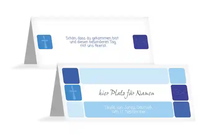 Tischkarte Taufe Kästchen