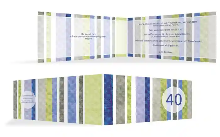 Geburtstagseinladung Gestreift 40