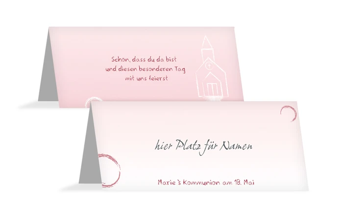 Tischkarte Kommunion Kirche