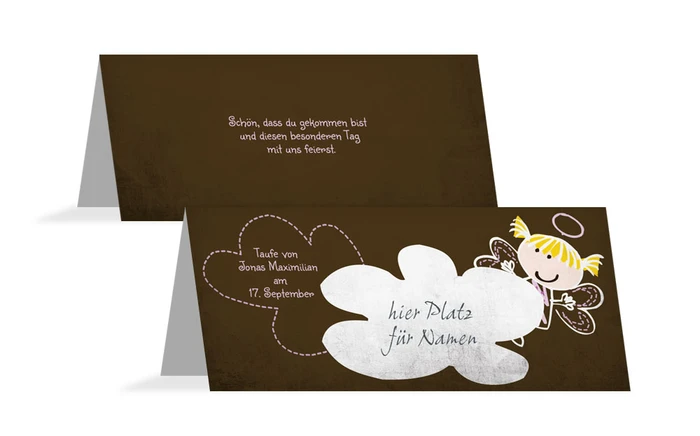 Tischkarte Taufe Engelchen Tischkarte Taufe Engelchen