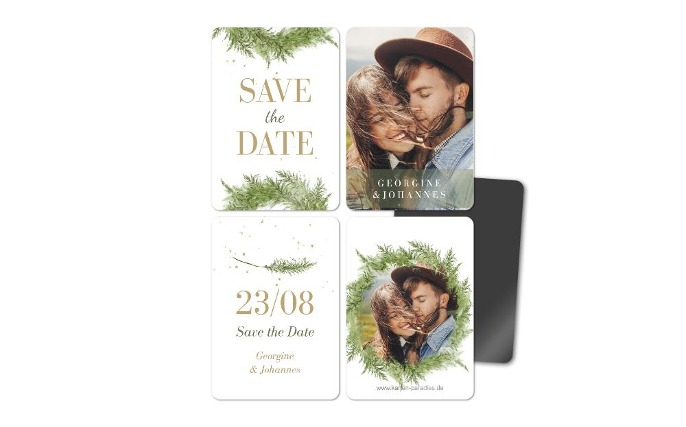 Fotomagnete zur Hochzeit Grün-Zweig