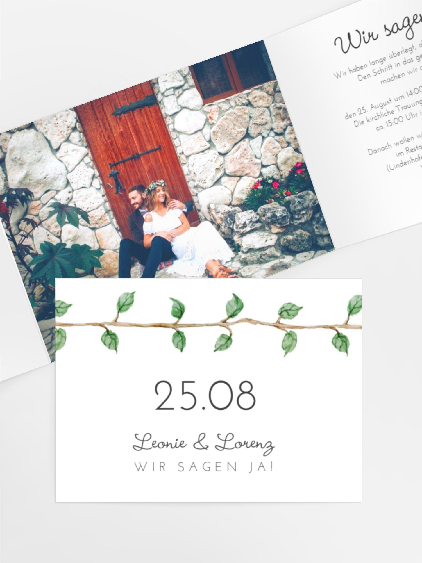 Hochzeitseinladung Blumenranke