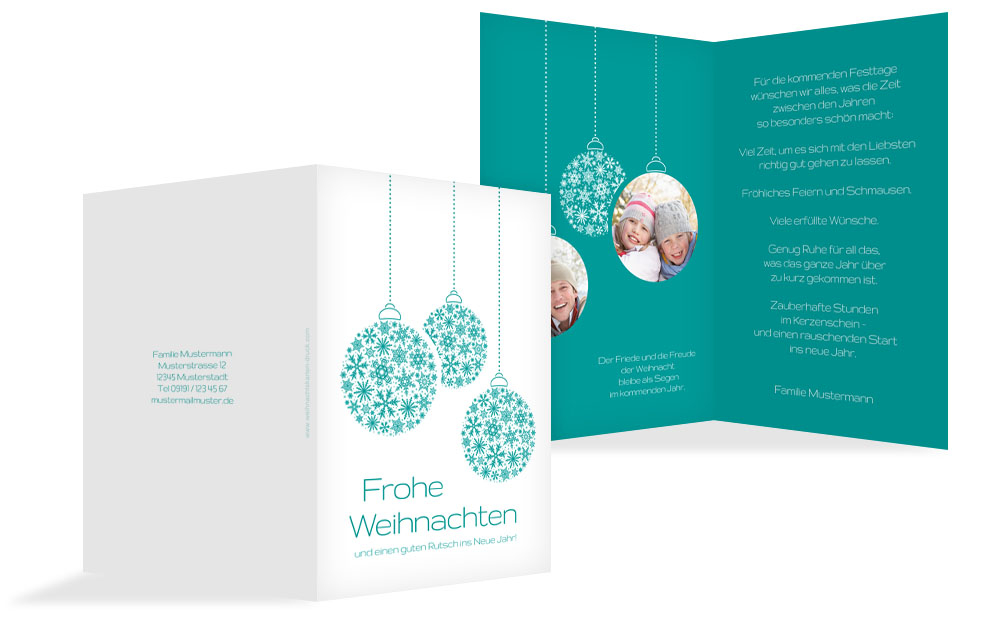 Weihnachtsgrußkarte Privat Kugeln