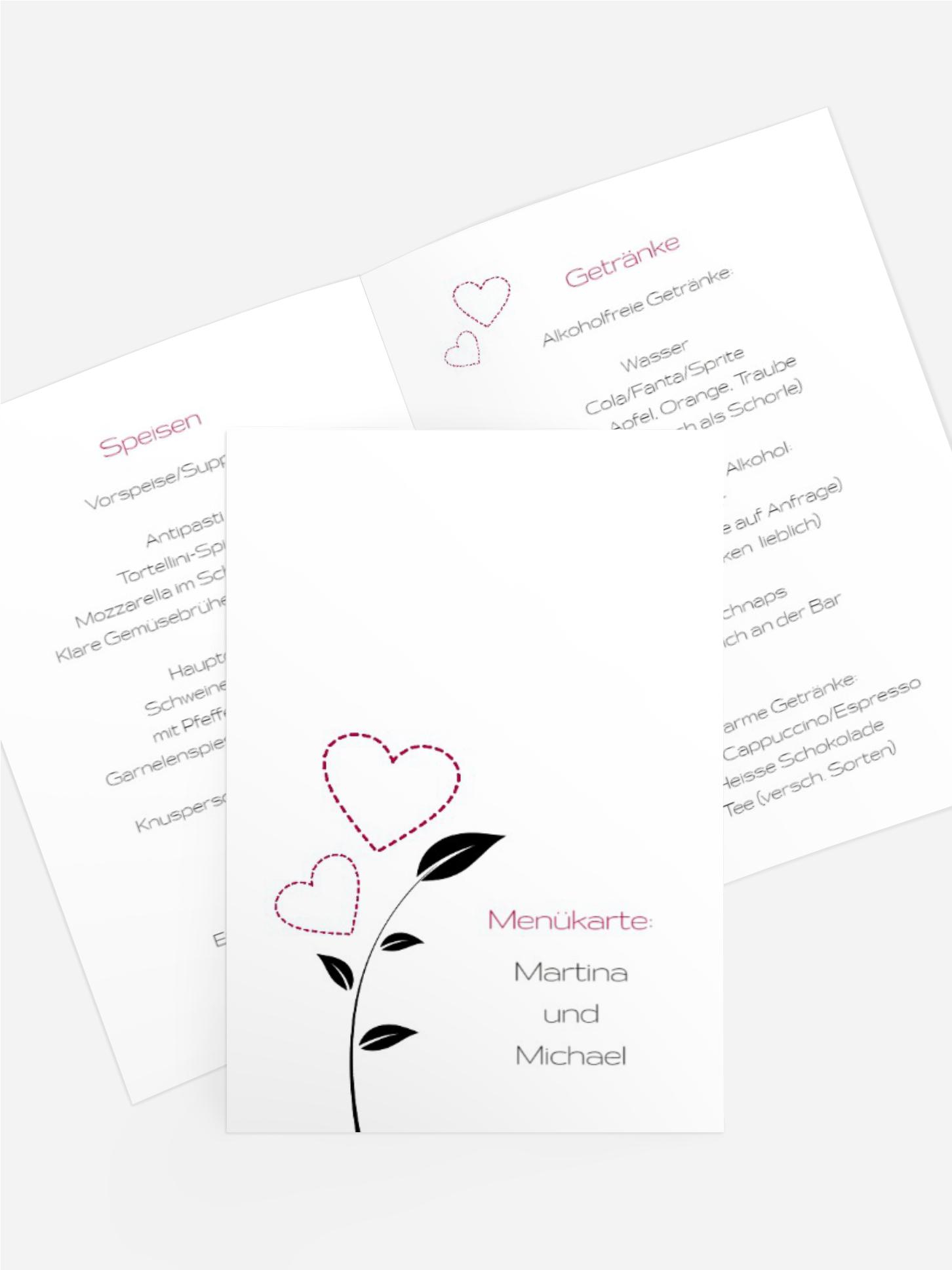 Menükarte Herzblume