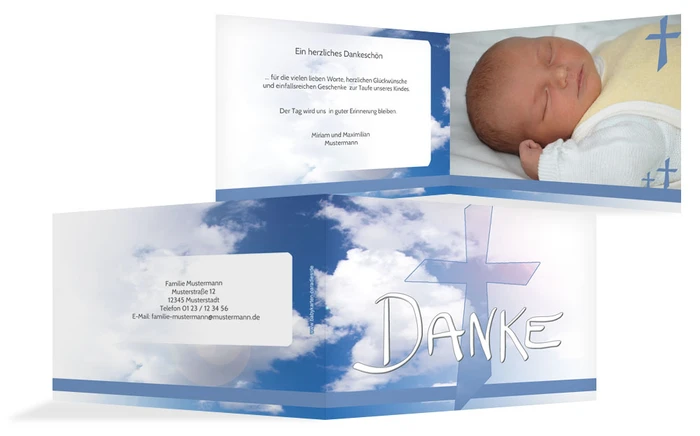 Dankeskarte Taufe Himmelskreuz