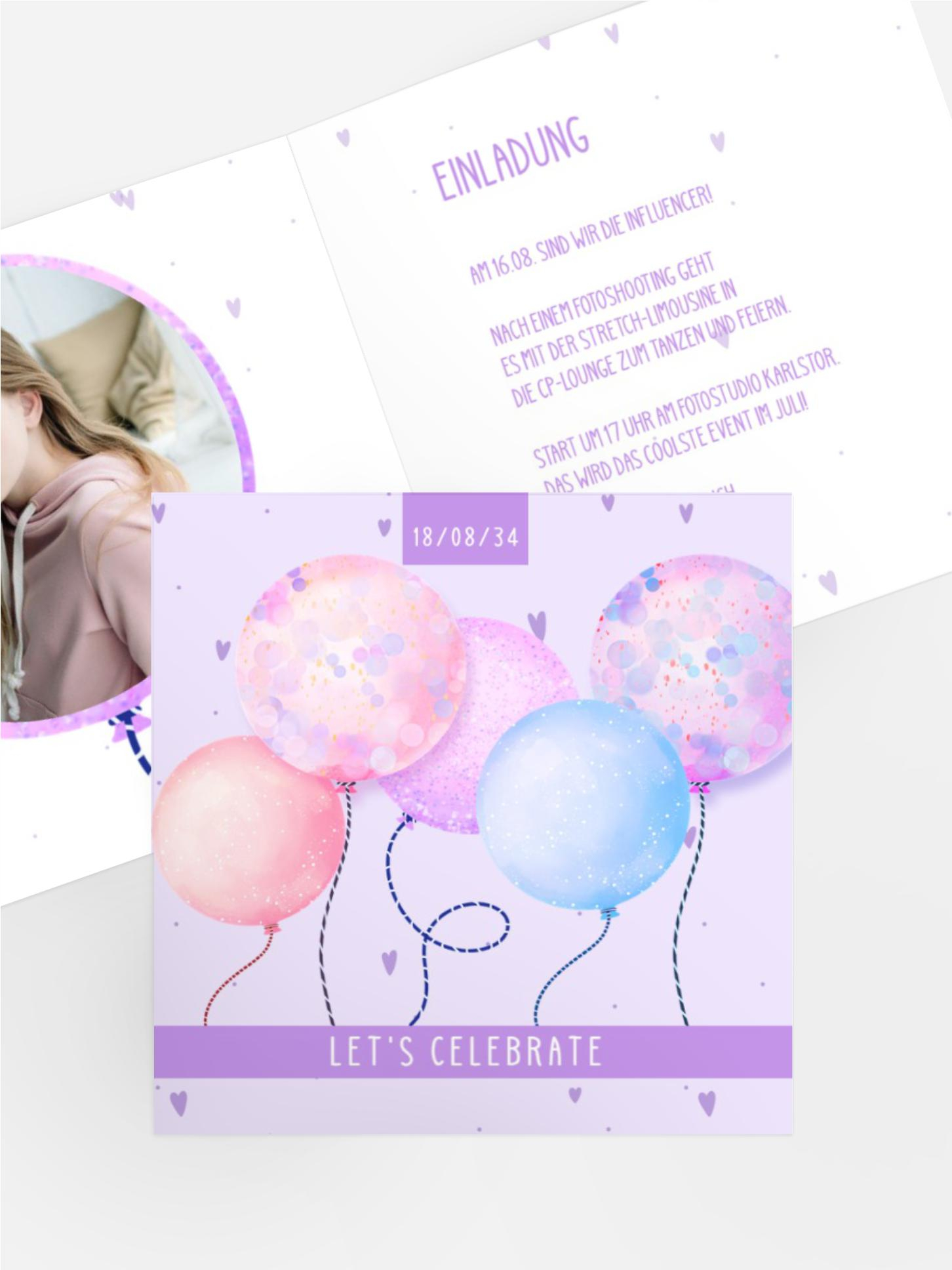 Jugendliche Geburtstagseinladung Grüße Ballons