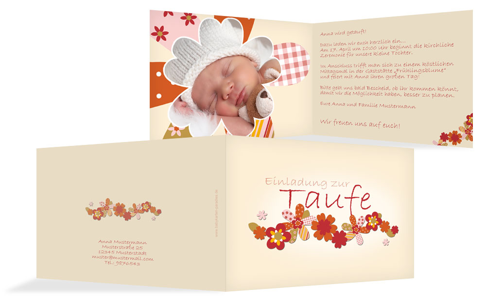 Einladung zur Taufe Blumenband