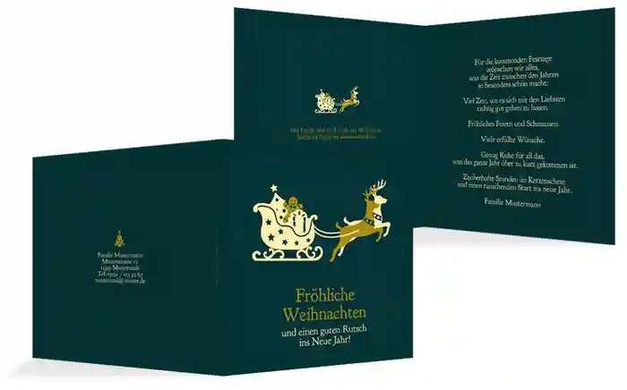 Grußkarte Weihnachten Privat Kutsche