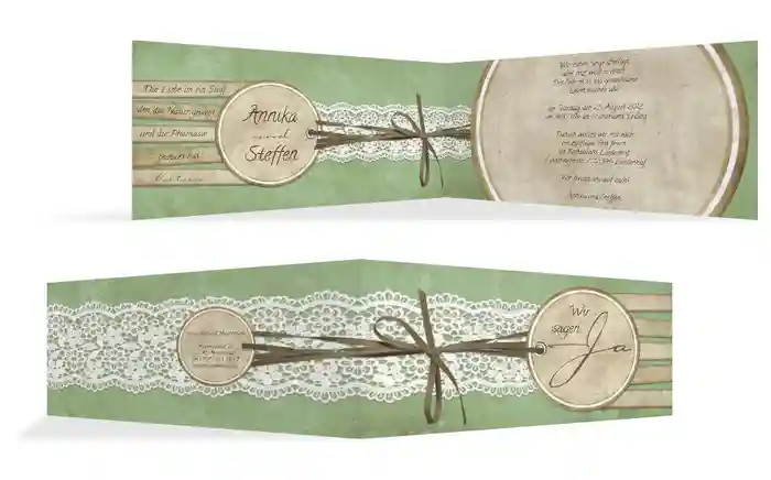 Hochzeitskarte Einladung Vintage Lace
