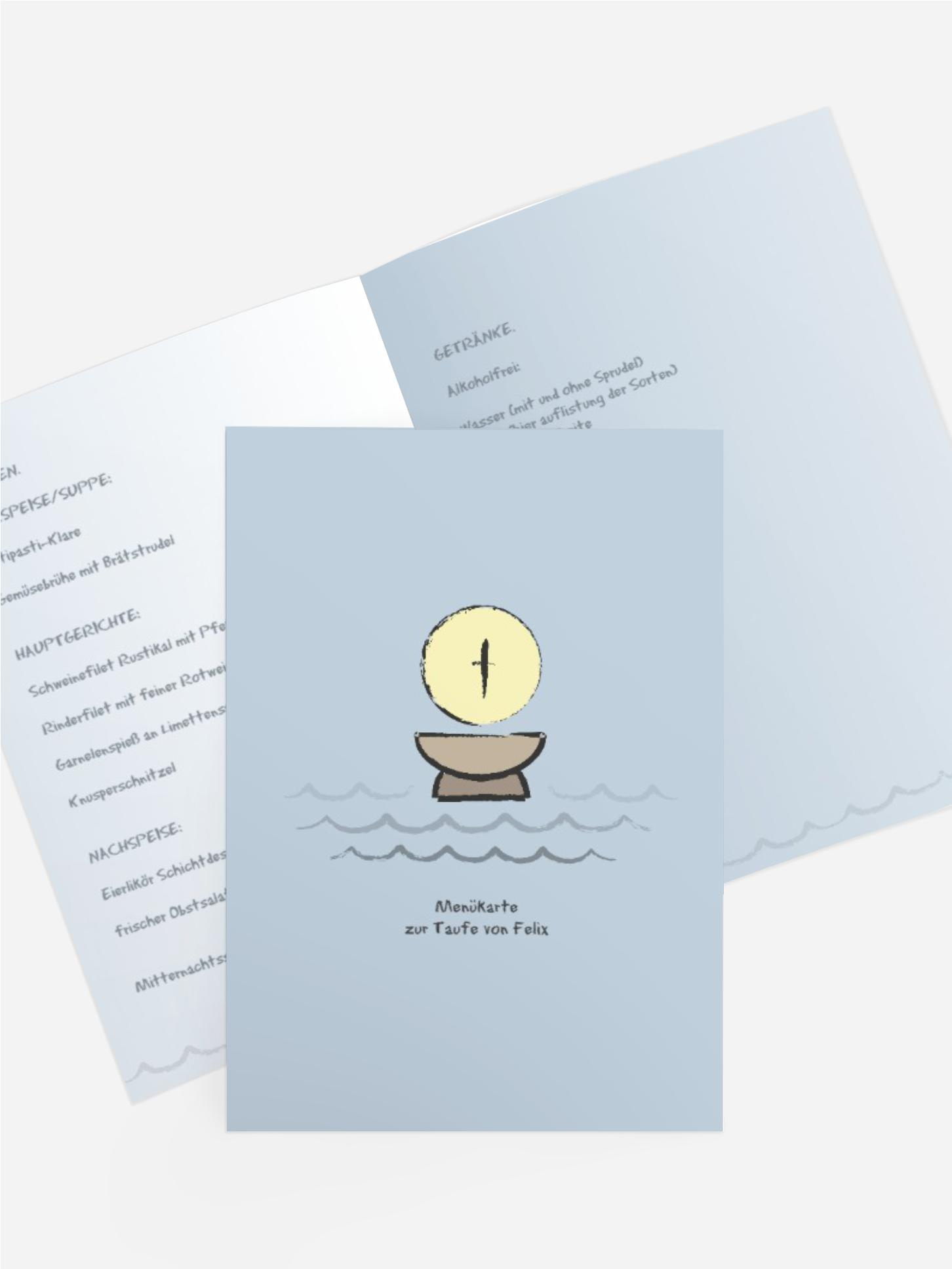 Menükarte Taufe Taufbecken